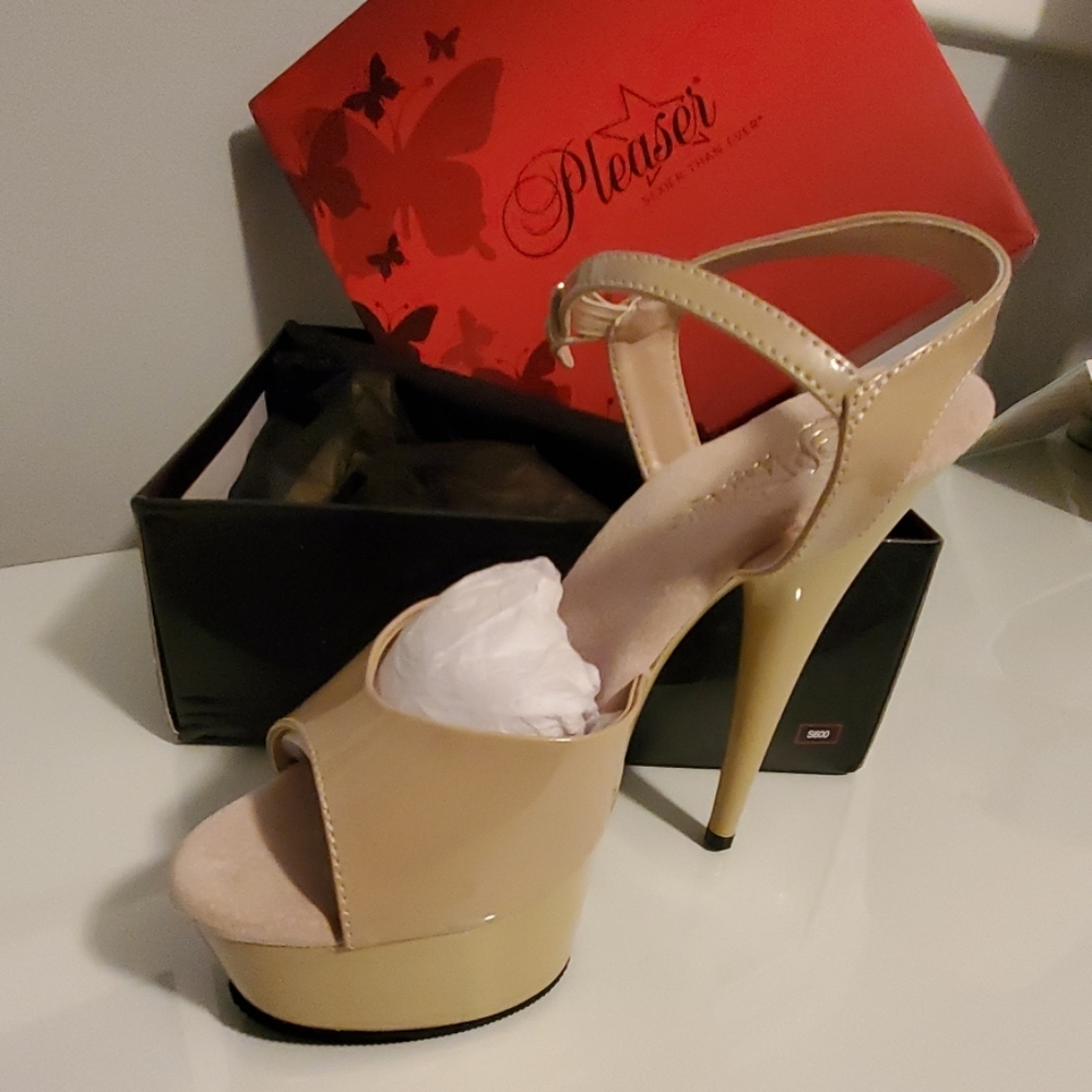 Nude 6 inch heel peep toe ankle strap